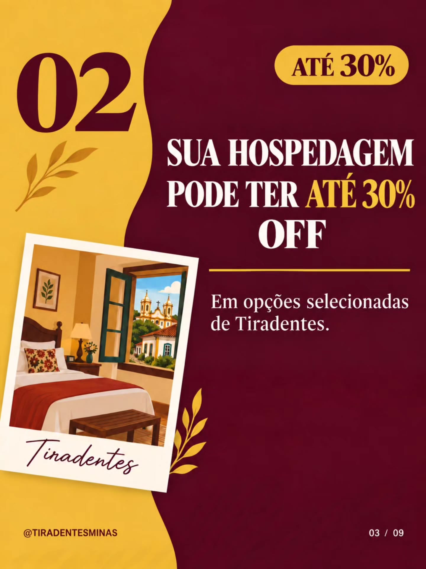 Arte do carrossel sobre benefício em hospedagens selecionadas de Tiradentes