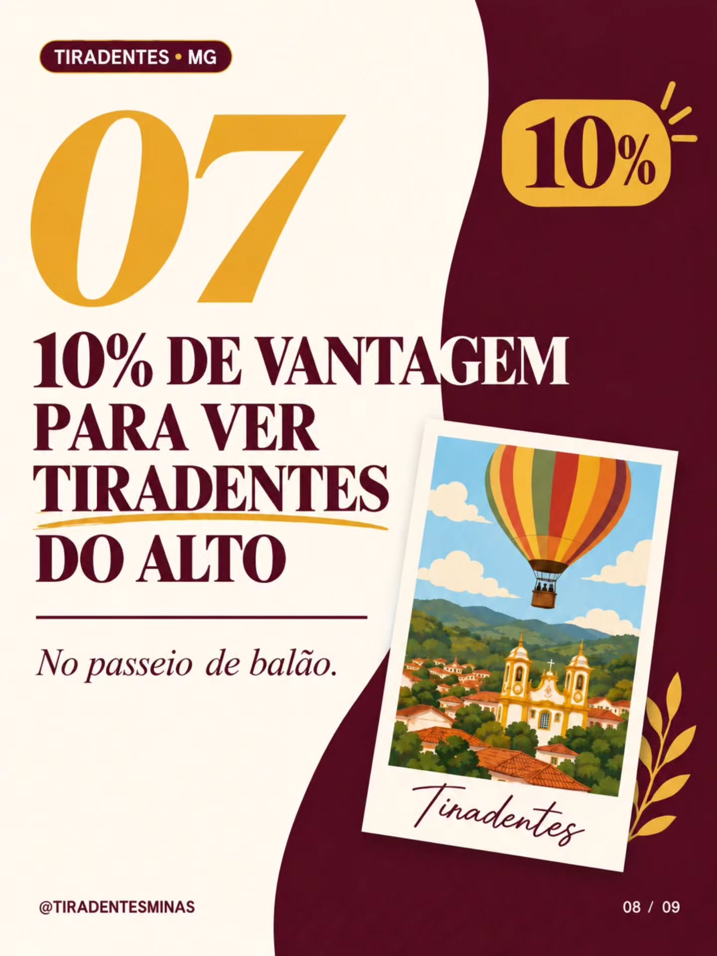 Arte do carrossel sobre benefício para passeio de balão em Tiradentes